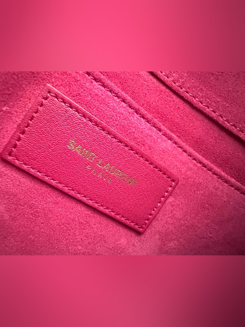 SAINT LAURENT Paris ChYc Y Ligne Fuchsia Pink Leather Clutch Authenticated COA - Picture 8 of 10